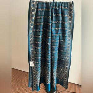 Stunning heirloom quality Rare Turquoise handwoven silk Kantha silk shawl stole